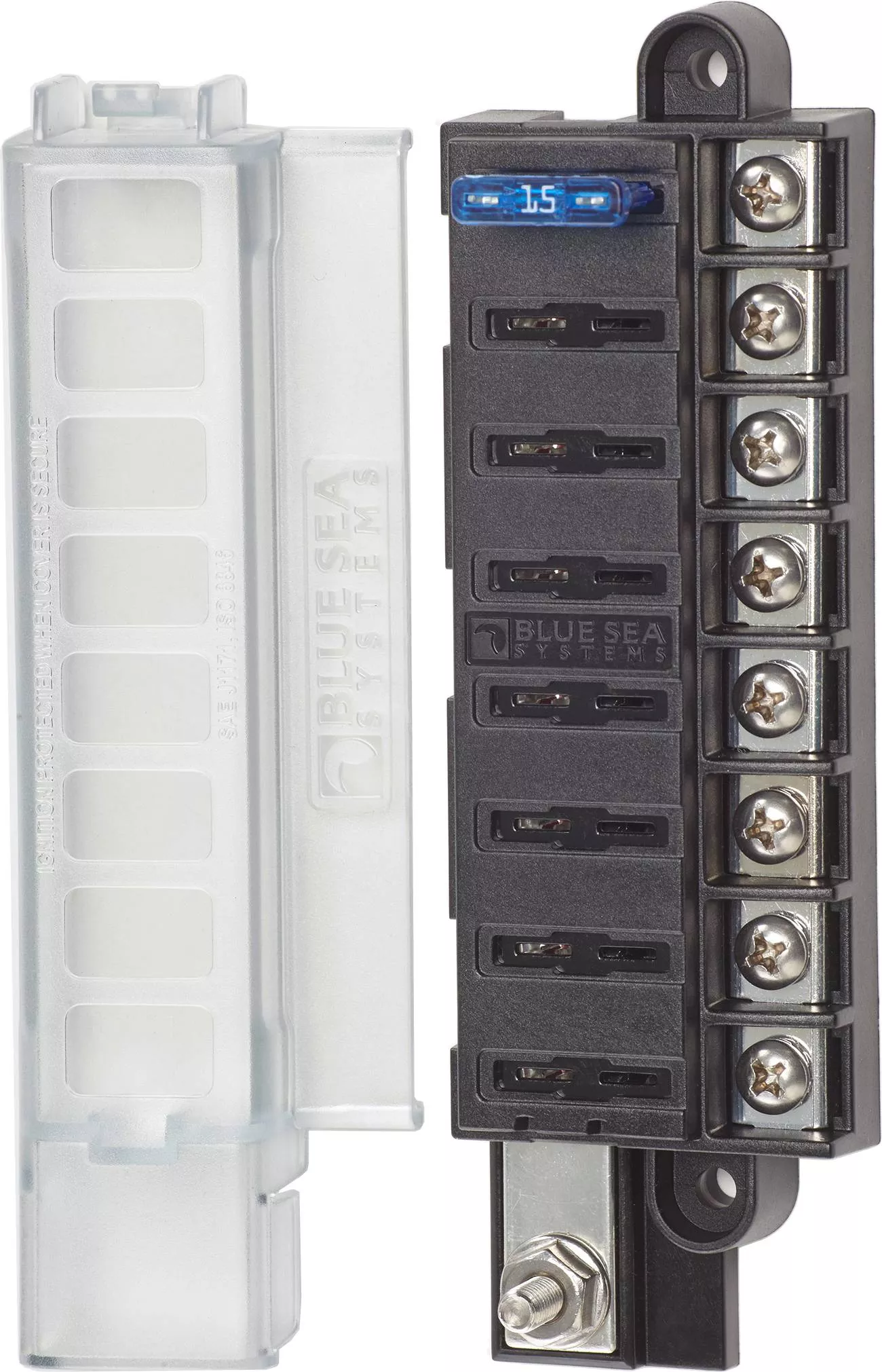 Blue Sea ST Blade Compact Fuse Blocks - 8 Circuits W/Cover• 5046-BSS