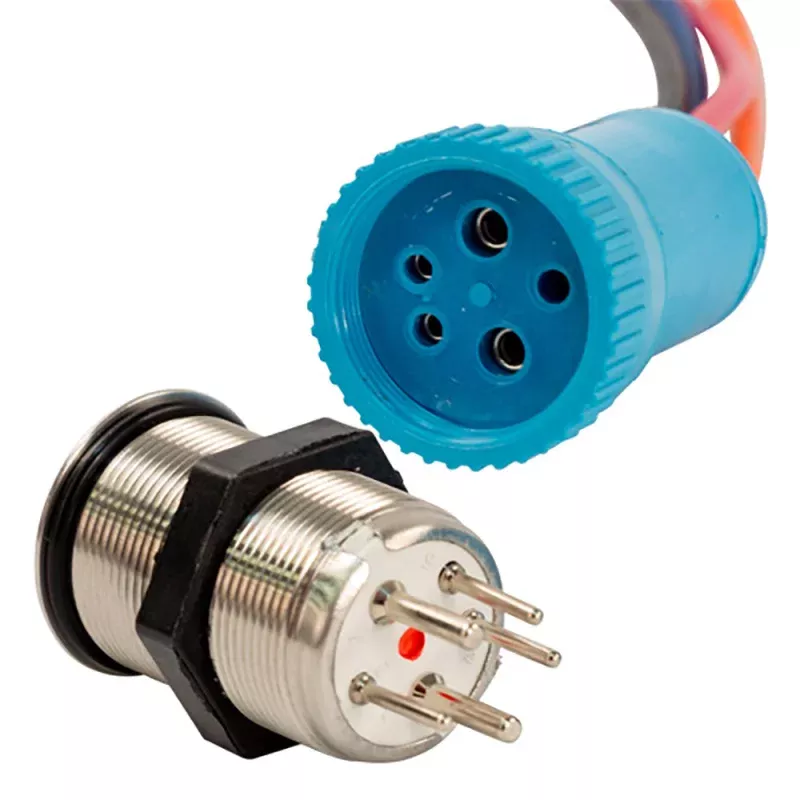 Bluewater 22mm Push Button Switch – Off/On Contact – Blue/Red LED – 1′ Lead