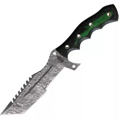 BnB Knives BNB1227TT Hulk Tanto Tracker Knife 6.00" Damascus Plain Edge Blade, Maple Burl Handle and Leather Sheath