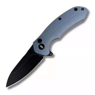 BnB Knives Button Lock Raven Knife 2.80" D2 Drop Point Plain Edge Blade, G10 Handle