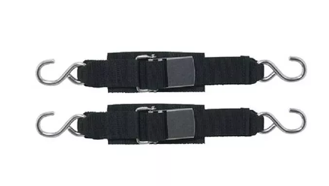 BoatBuckle 2′ x 2″ Kwik-Lok Transom Tie-Down Straps with Hook Ends, Pair• F12065