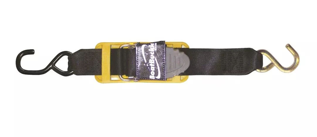 BoatBuckle Pro Series Kwik-Lok Transom Tie-Down Straps with Hook Ends, 6′ x 2″, Pair• F17633