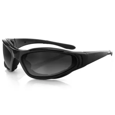 Bobster BRA201 Raptor II Sunglasses w/ Matte Black Frame & 3 Interchangeable Lenses (Amber, Clear, Smoke)