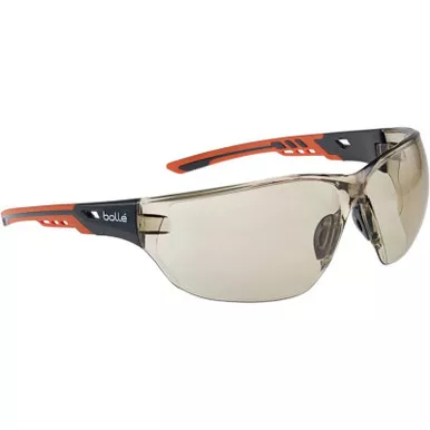 Bollé Ness+ Safety Glasses, Black/Orange Frame