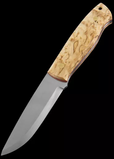 Brisa Trapper 95 Scandi N690 Curly Birch Leather - Fixed Blade