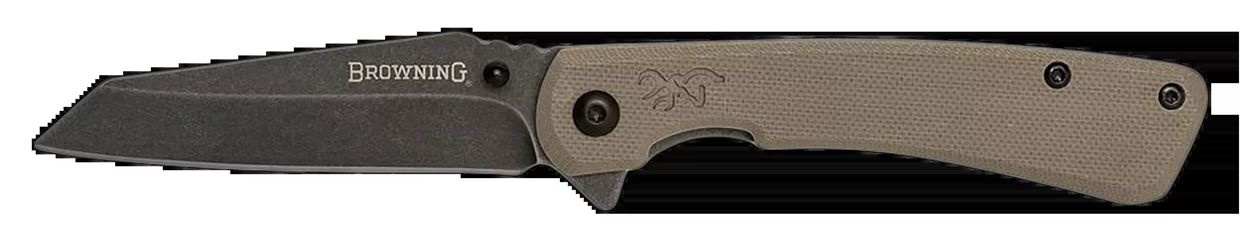 Browning Branded Rock Everyday Carry Folding Knife, 3 in Wharncliffe, 7Cr17MoV, FDE G10, Black Stonewash 3220512