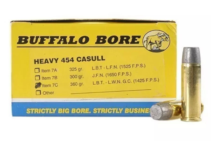 Buffalo Bore  454 Casull 360 Grain Lead Wide Nose Strictly Business Personal Defense 20/Box
