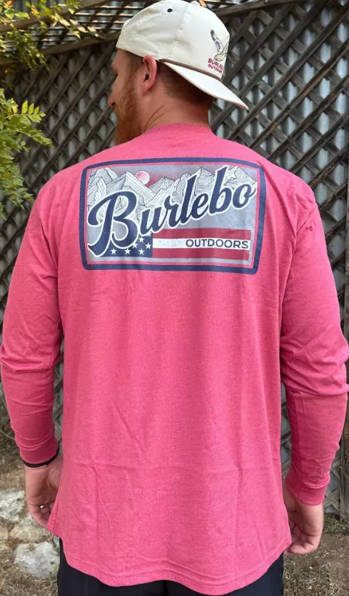 Burlebo Men’s American Flag Mountains L/S Tee