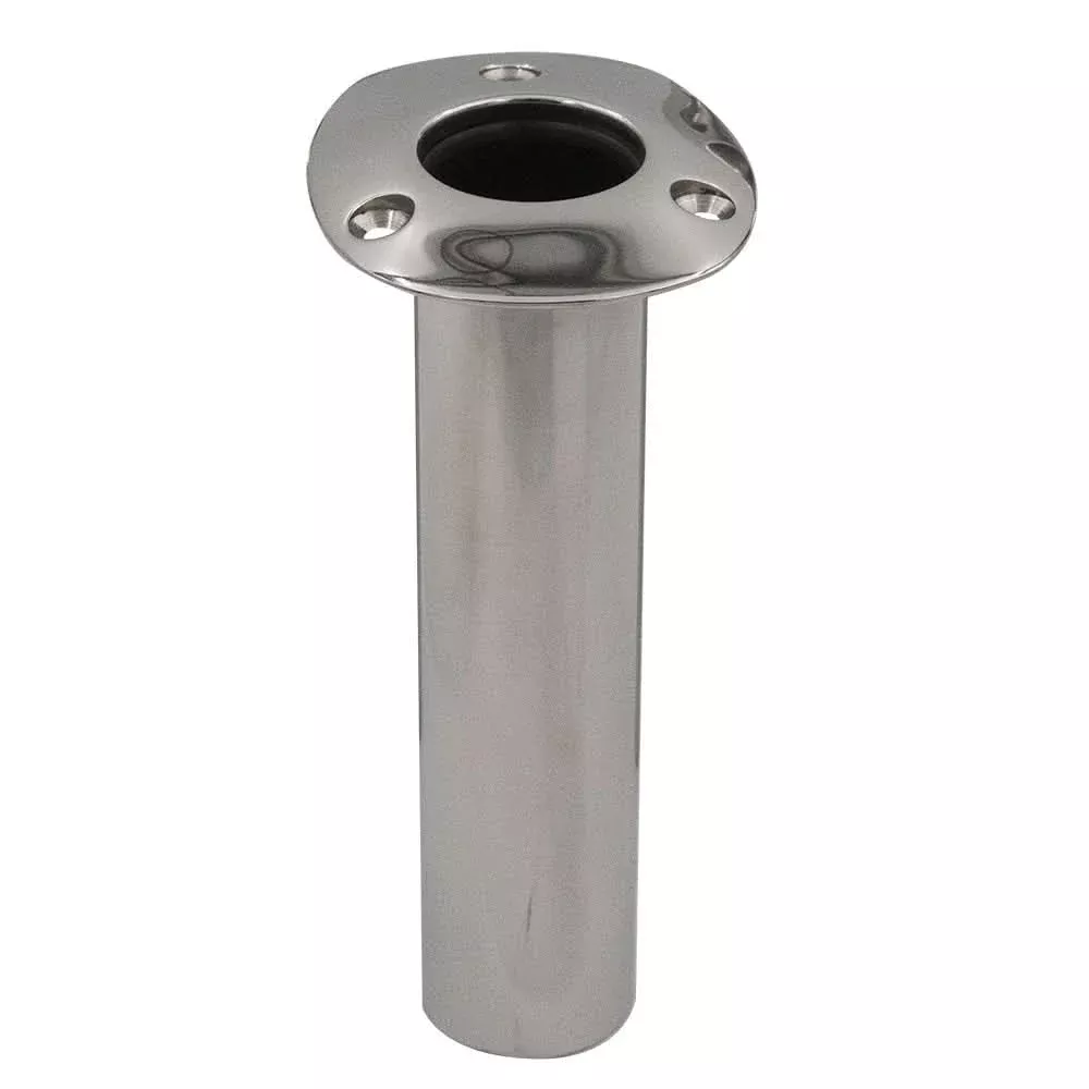 C.E. Smith 70 Series Standard Flush Mount Rod Holder – 0 Degree – Stainless Steel – Gimbal Bar Bottom – Black Liner