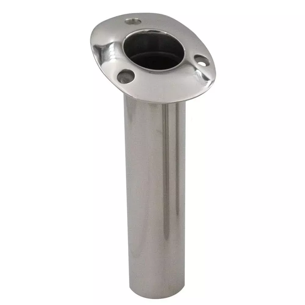 C.E. Smith 70 Series Standard Flush Mount Rod Holder – 15 Degree – Stainless Steel – Cast Bottom – Black Liner