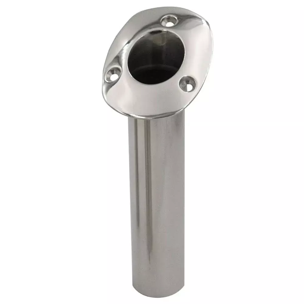 C.E. Smith 70 Series Standard Flush Mount Rod Holder – 30 Degree – Stainless Steel – Gimbal Bar Bottom – Black Liner