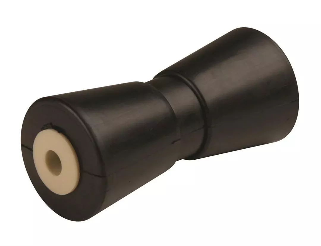 C.E. Smith Black Rubber Deep Keel Roller Assembly for 5/8″ Shaft, 7-7/8″ L x 3-3/8″ D• 29502