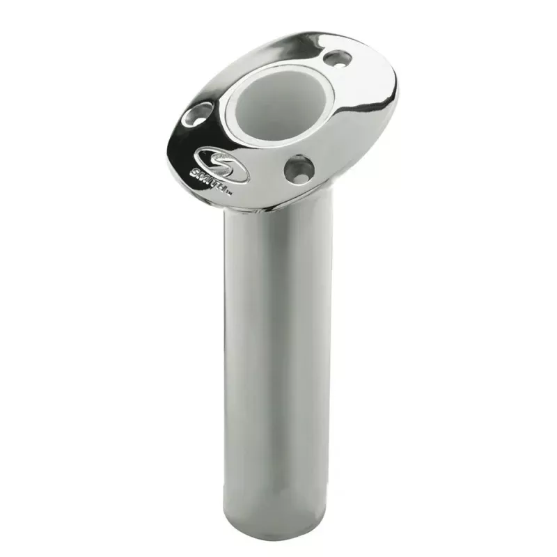 C.E. Smith Flush Mount Rod Holder – 15 Degree9 Depth – Stainless Steel – Cast Gimbal – White Vinyl Liner
