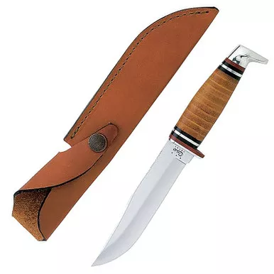 Case 00385 Hunter Fixed Blade Knife 5" Clip Point SS Blade Leather Handle