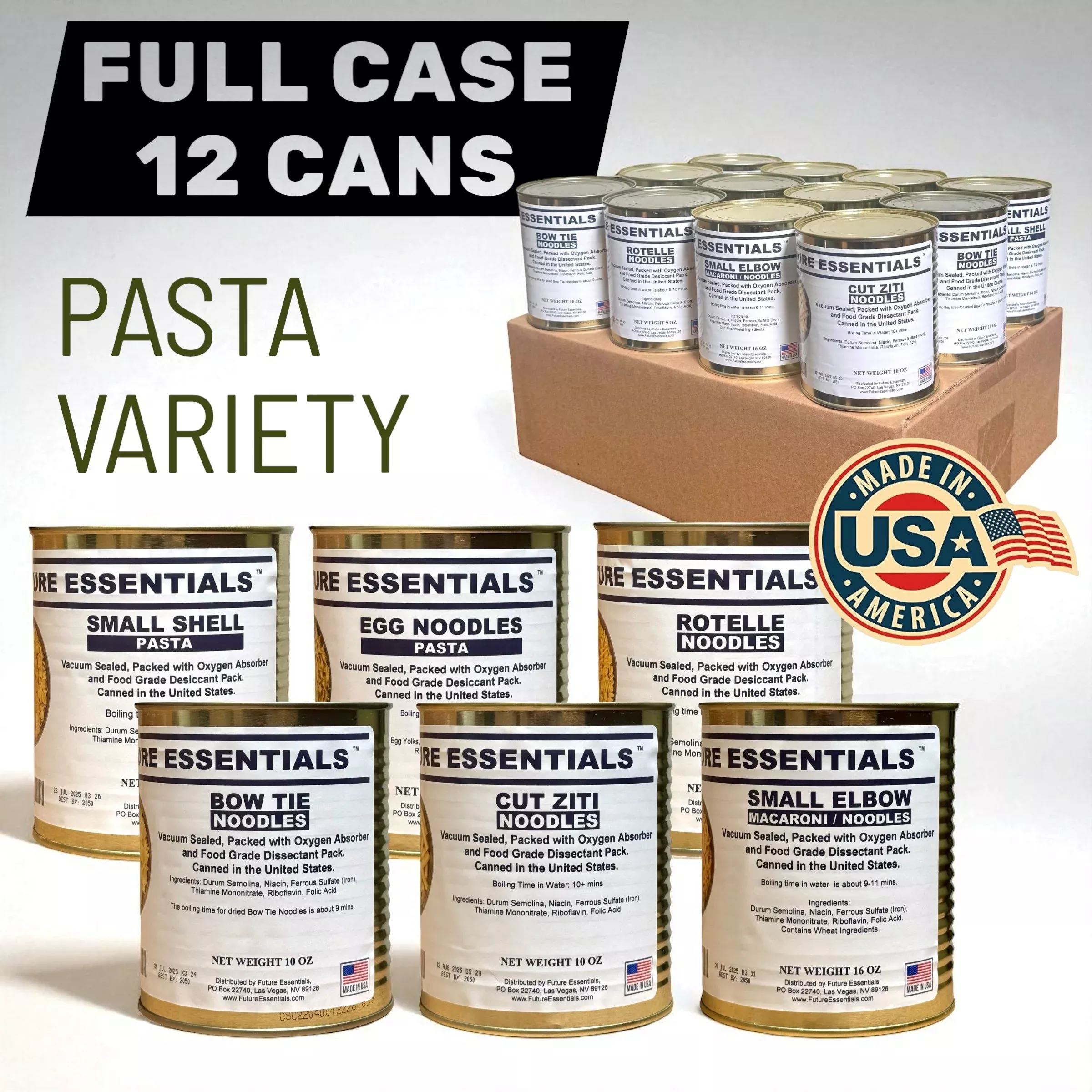 Case (12 Cans) of Future Essentials Canned Pasta Variety