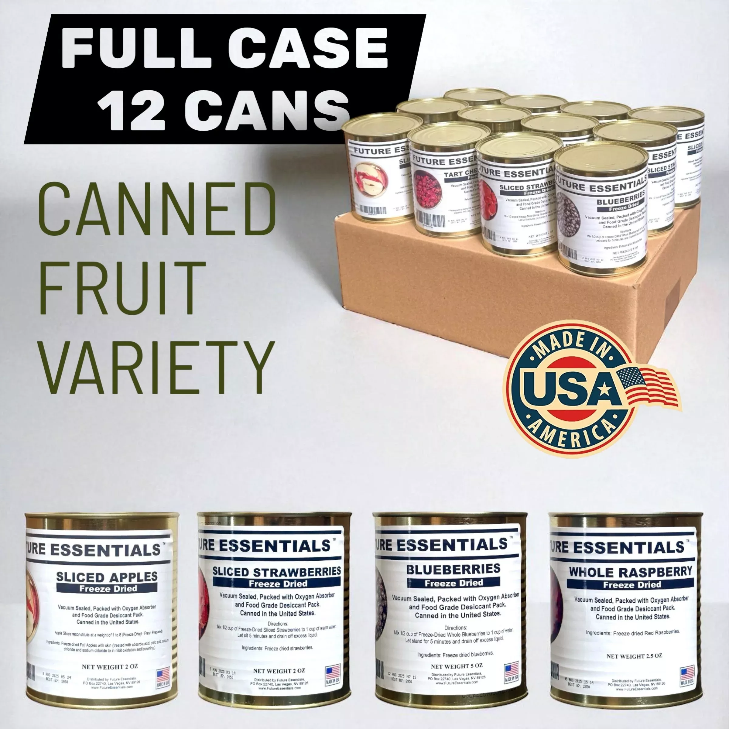 Case (12 Cans) of Future Essentials Freeze Dried Fruit Variety