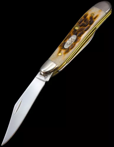 Case Amber Bone Peanut Folding Knife