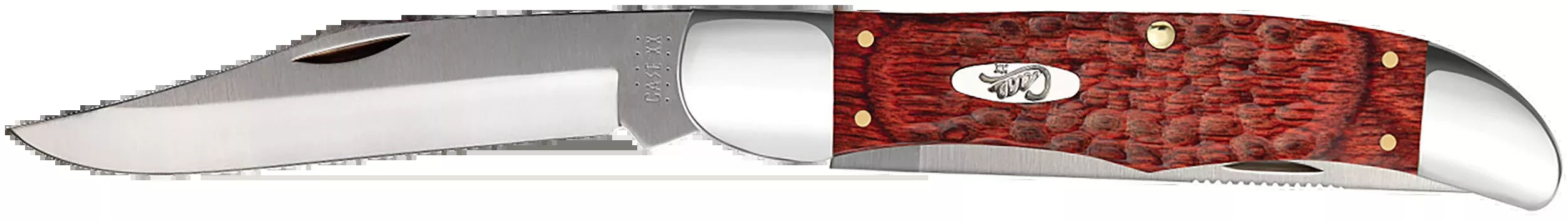 Case Folding Hunter Knife, Tru-Sharp Stainless Clip & Skinner Blades, Jigged Rosewood Handle, 00189