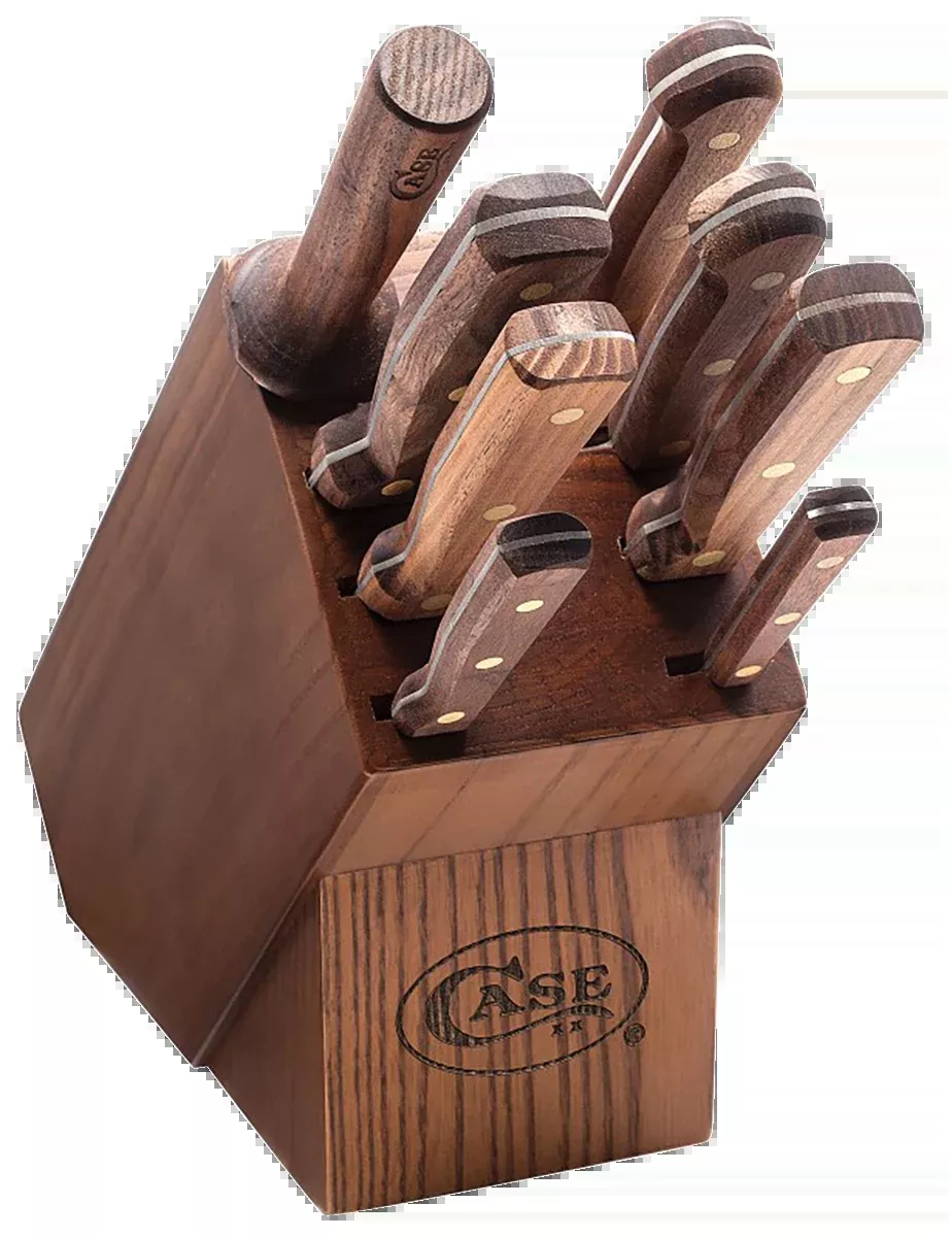 Case Household Cutlery 9‑Piece Walnut Knife Block Set, Tru‑Sharp Stainless Blades 10249