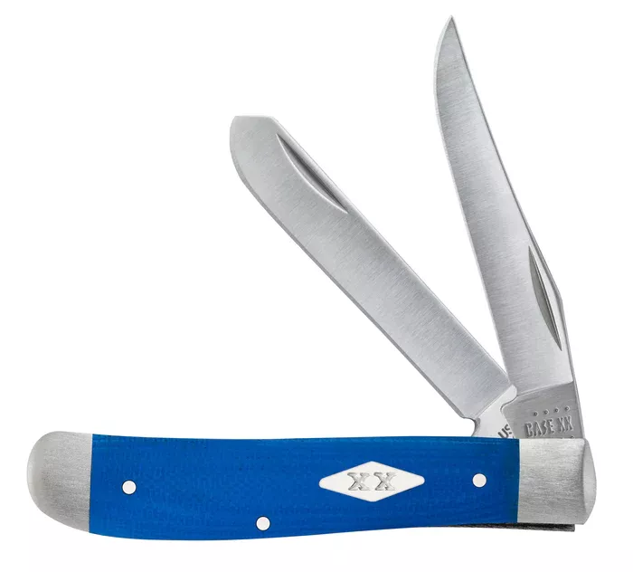 Case Knife Smooth Blue G-10 Mini Trapper With XX Diamond Shield #C16751