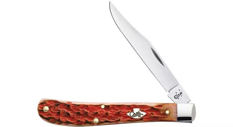 Case Knives Burnt Salmon Bone Slimline Trapper Slip Joint Knife