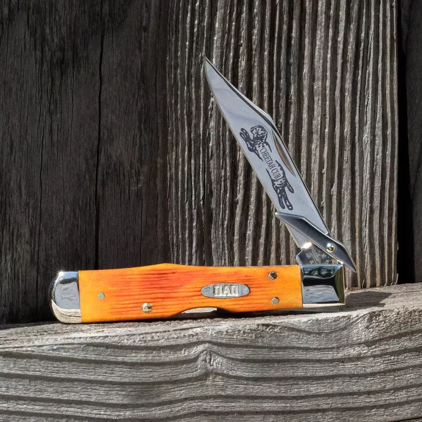 Case Knives Father’s Day Barnboard Jig Tequila Sunrise Bone Cheetah Cub pocket knife