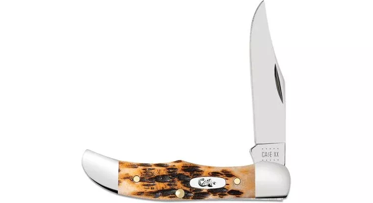 Case Knives Peach Seed Jigged Amber Bone Pocket Hunter Slip Joint Knife