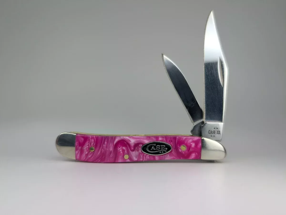 Case Knives Pink Crackle Kirinite Smooth Peanut Pocket Knife
