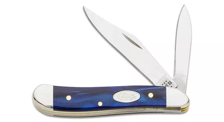 Case Knives SparXX Smooth Blue Pearl Kirinite Peanut Slip Joint Knife