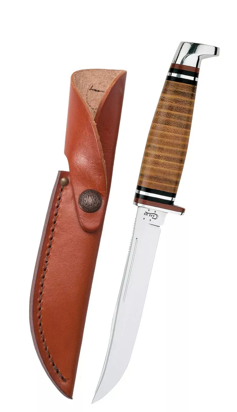 Case Leather 5″ Utility Hunter Fixed Blade w/ Leather Sheath