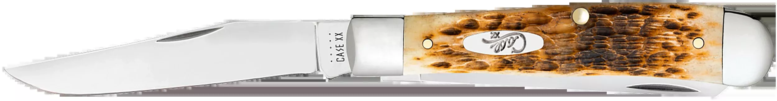 Case Trapper Pocket Knife, Amber Bone Handle, Tru-Sharp Stainless Clip & Spey Blades, 00164