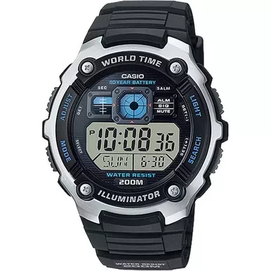 Casio AE2000W-1AV Classic World Time Digital Watch w/ 200 Meter Water-Resistance