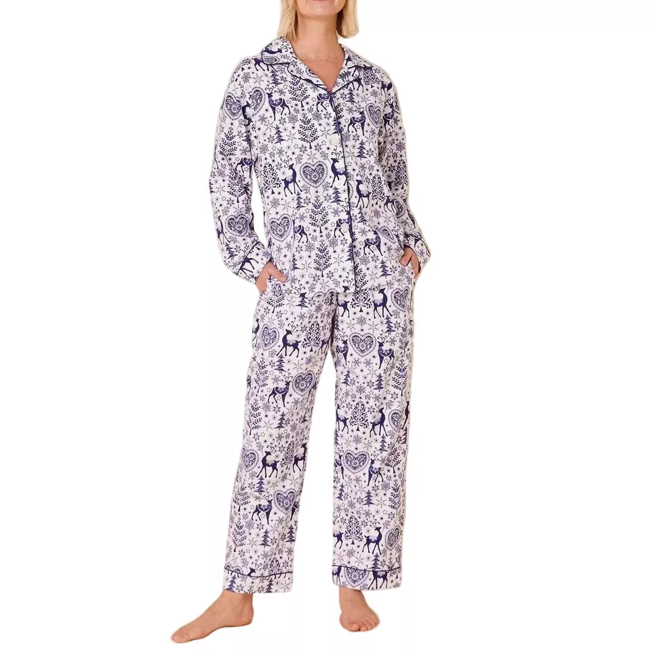 The Cat's Holly Jolly Flannel Long Sleeve Pajama Set