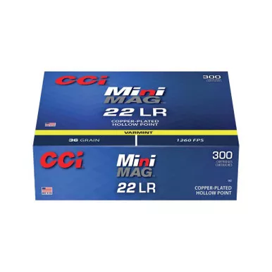 CCI 22LR 36 Grain Copper Plated HP Mini-Mag 300 Rounds