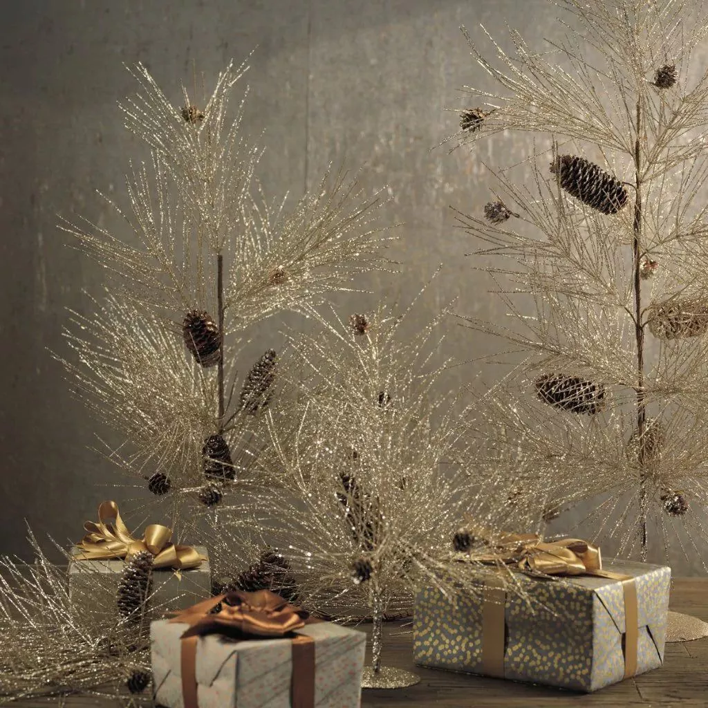Champagne Spruce and Pinecone Trees