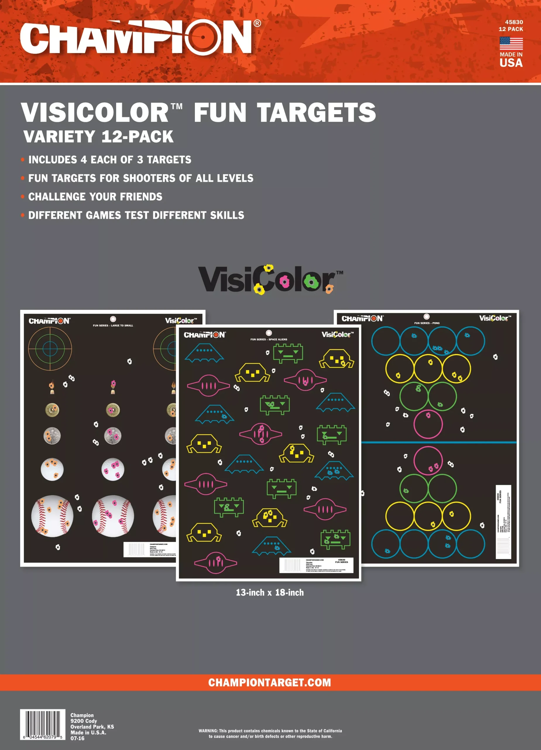 Champion Targets Visicolor, Champ 45830 Visicolor Fun Games