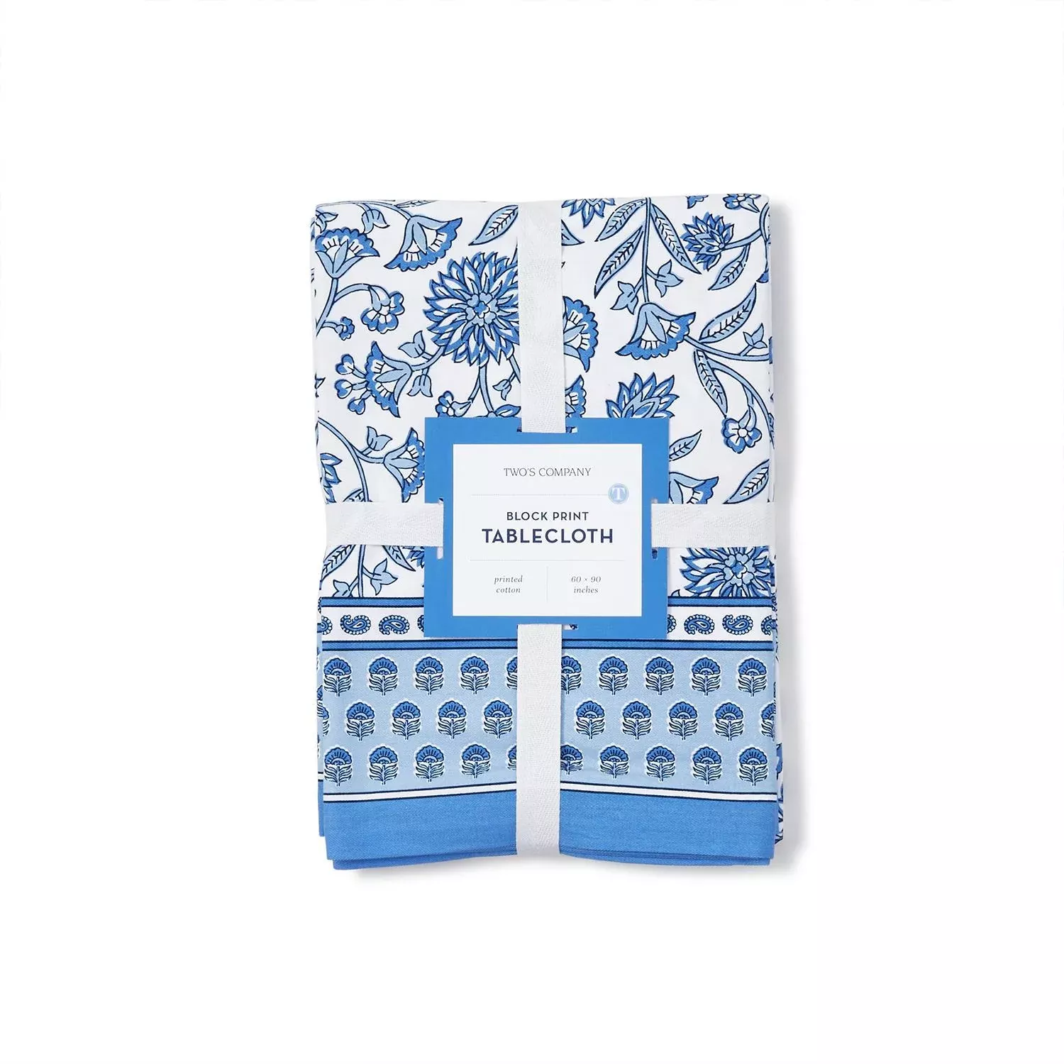 Chinoiserie Blue Block Print Tablecloth