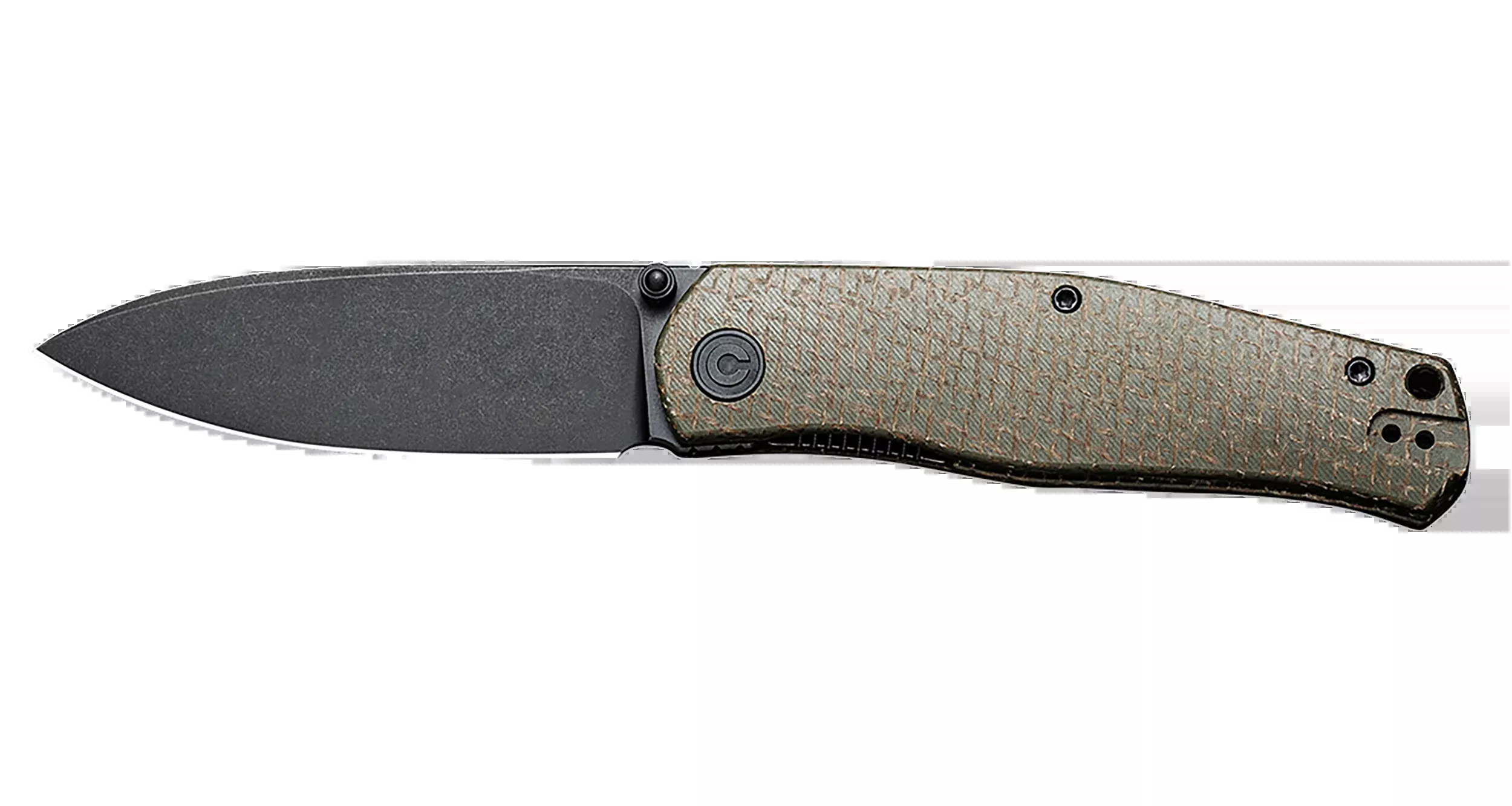 Civivi Knives Sokoke EDC Folding Knife, 3.35 in 14C28N Drop Point, Black Stonewash, Green Burlap Micarta – C22007-2