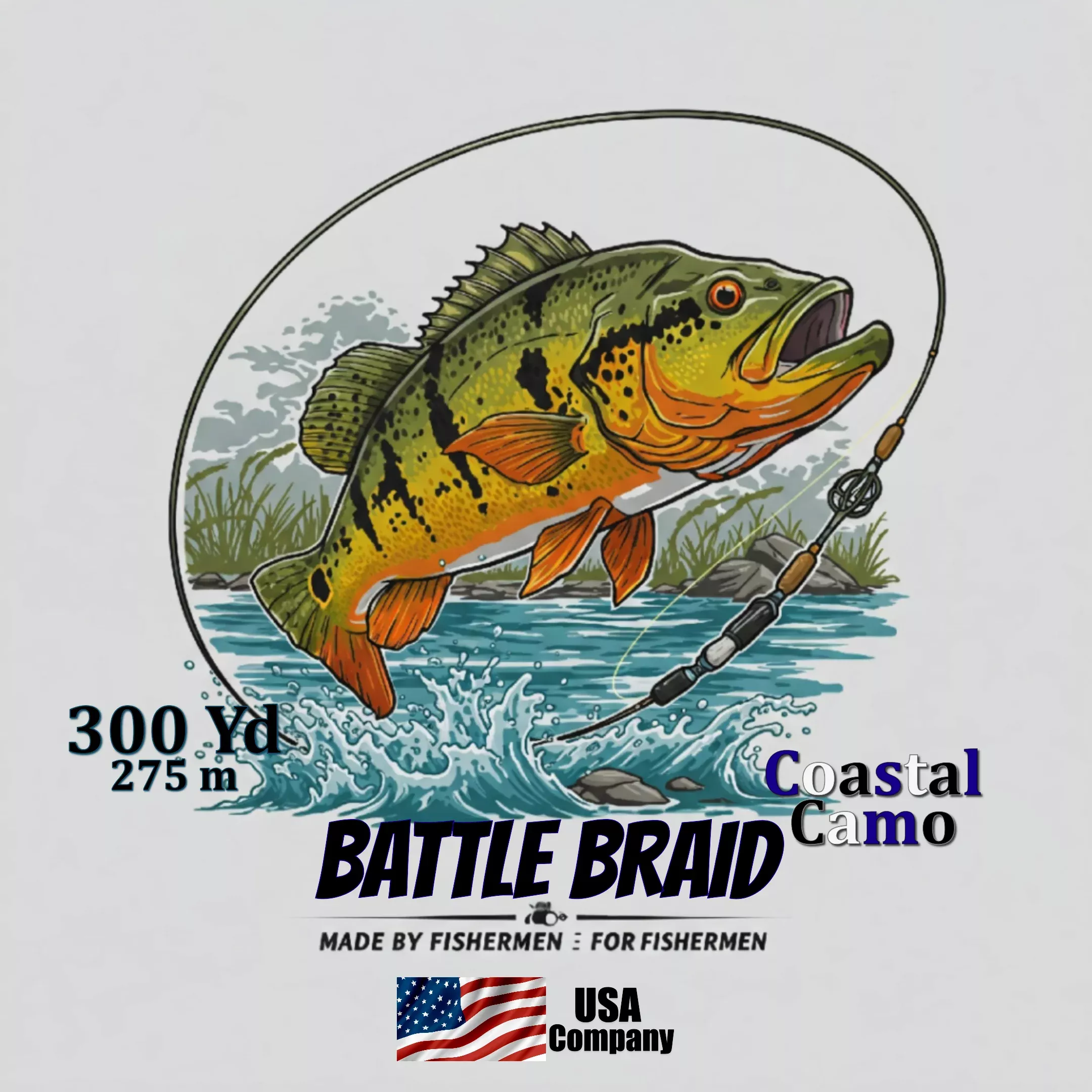 COASTAL CAMO 300YRD SPOOL 8x PE