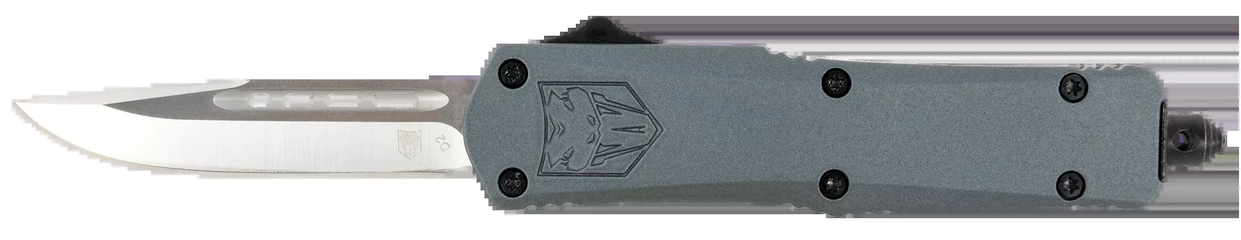 COBRA TEC KNIVES LLC FS-3 Small Out-the-Front Automatic Knife, D2 Steel, Gray Aluminum, SGYFS3DNS