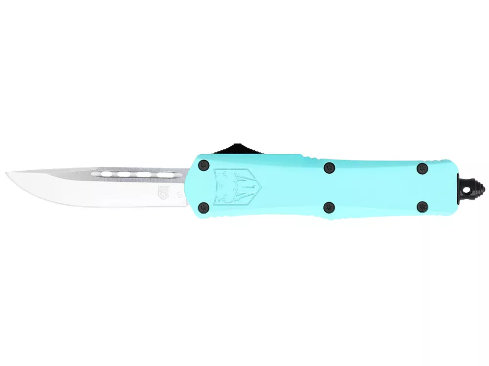 CobraTec 2.75" OTF Drop Point D2 Blade Mint Blue Aluminum Handle