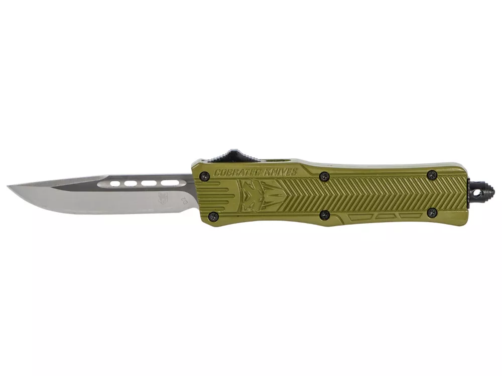 CobraTec 2.75" OTF Drop Point D2 Blade OD Green Aluminum Handle