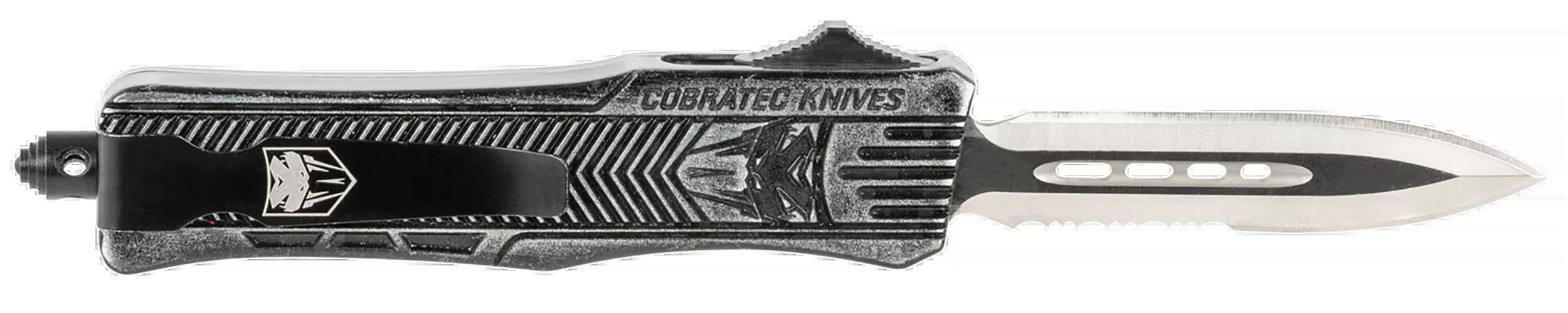 CobraTec Knives CTK-1 Small Out-the-Front Dagger Knife, D2 Steel, Stonewashed Aluminum Handle, SSWCTK1SDAG1SS