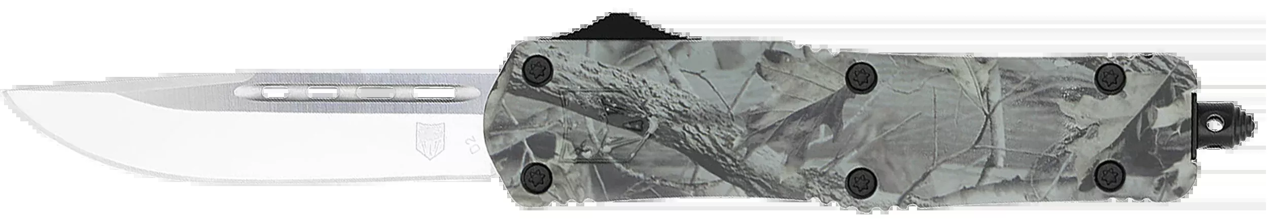 CobraTec Knives FS-3 Medium Out-the-Front Knife, D2 Drop Point, Woodland Camo Handle MWDFS3DNS