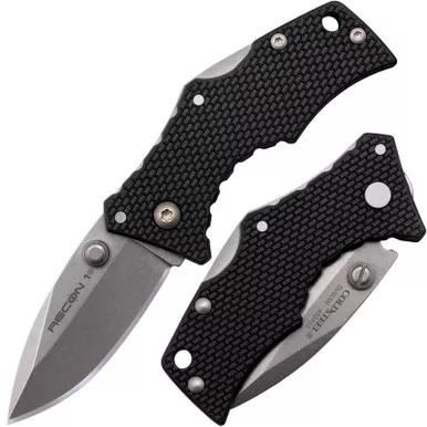 Cold Steel 27DS Micro Recon 1 Folding Knife 2.00" 4034SS Spear Point Plain Edge Blade, Black Griv-Ex Handle