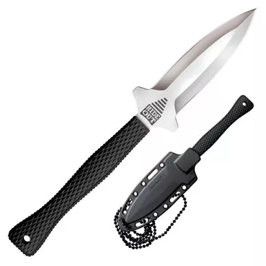 Cold Steel 49NDE Hide Out Neck Knife 3.00" AUS8A Spear Point Plain Edge Blade, Black Kray-Ex™ Handle