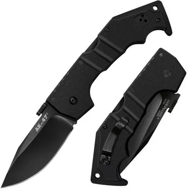 Cold Steel 58M AK-47 Folding Knife 3.50" S35VN Clip Point Plain Edge Blade, Black G10 Handle