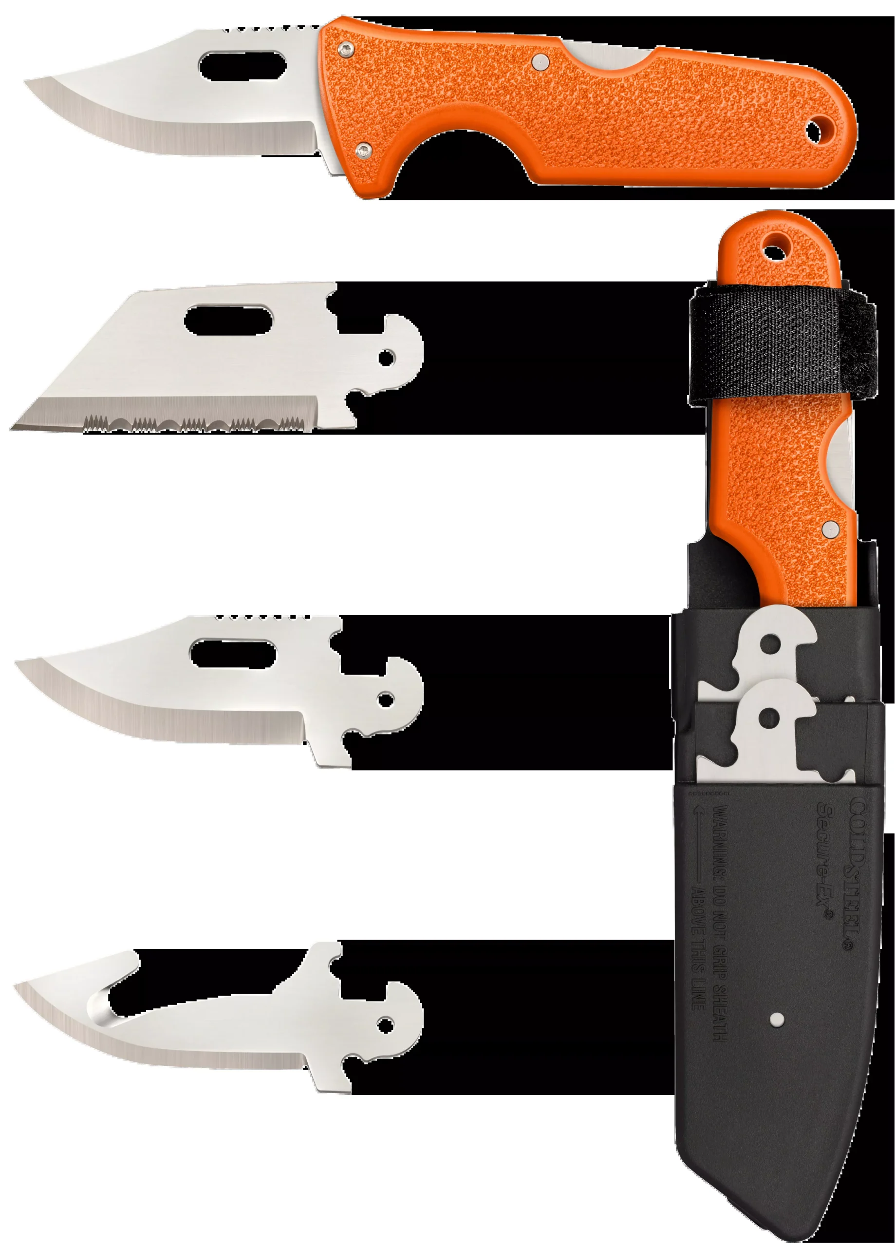 Cold Steel Click-N-Cut Hunter Interchangeable Fixed Knife, 3 Blades, Orange ABS, 420J2 Stainless Steel – CS40AL