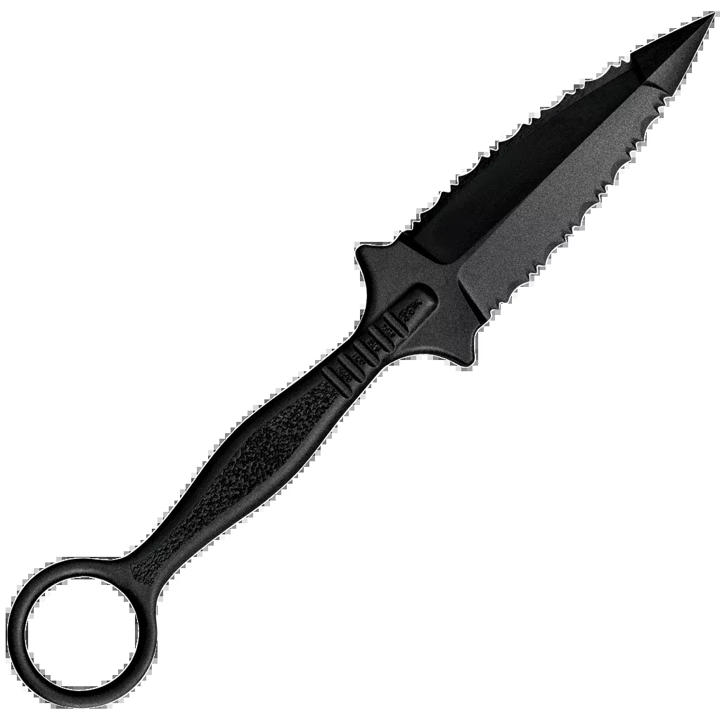 Cold Steel FGX Ring Dagger, 3.5 in Serrated Fixed Blade, Griv-Ex Polymer, Black – CS92FR