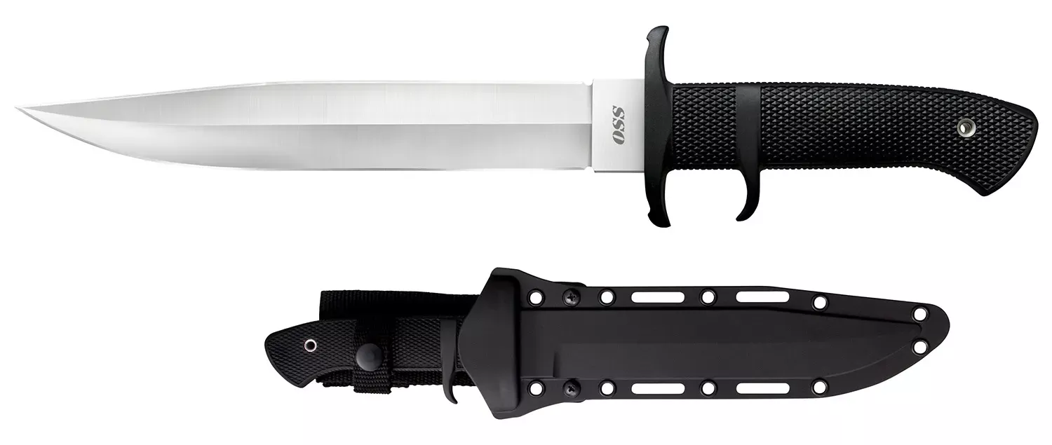 Cold Steel OSS 8.25″ Fixed Plain AUS-8A SS Blade/Black Textured Kray-Ex Handle Includes Sheath
